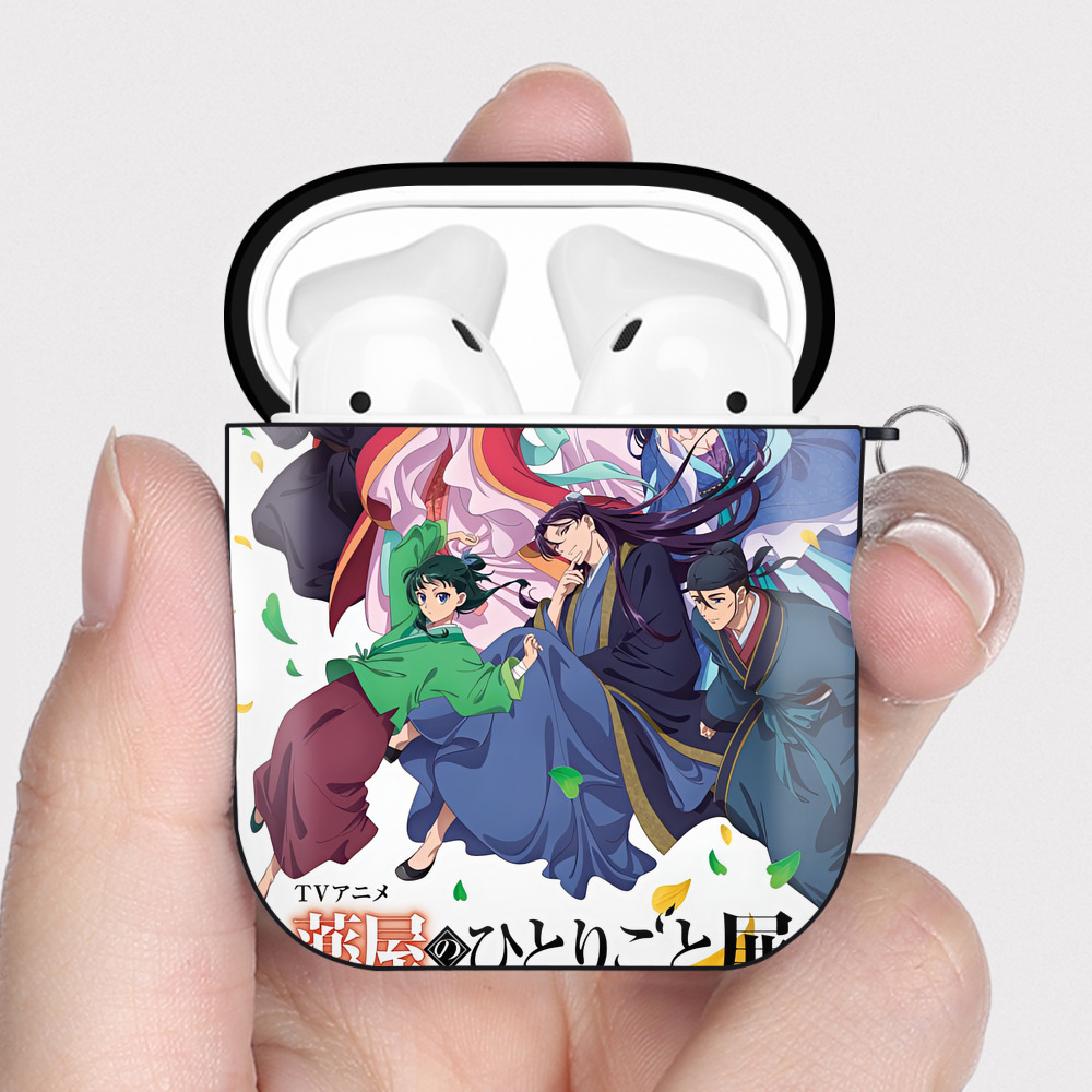 （画像用） 薬屋のひとりごと The Apothecary Diaries AirPods 第2世代保護ケース ハードシェル ブラック 耐衝撃・防指紋・カラビナ付き