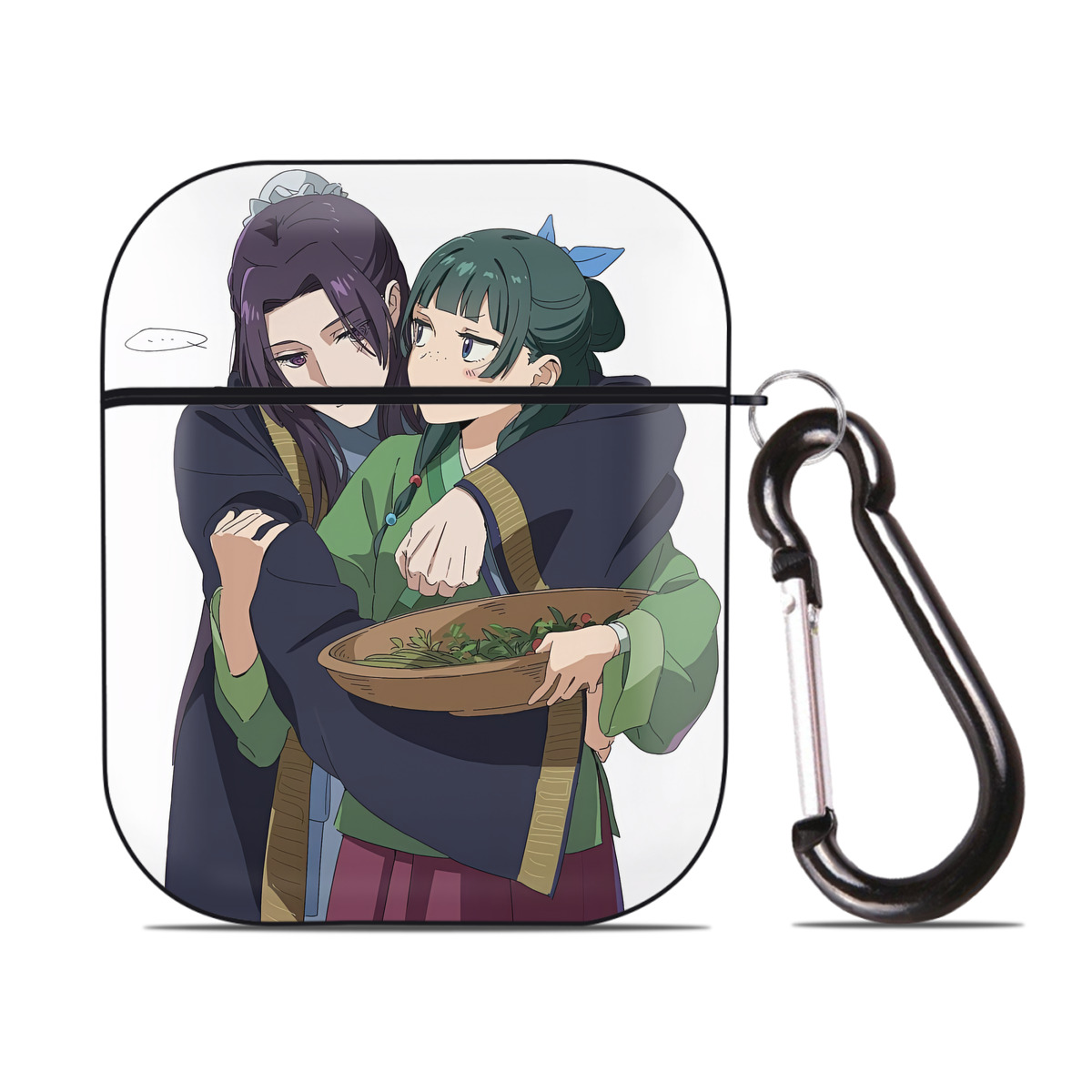 （画像用） 薬屋のひとりごと The Apothecary Diaries AirPods 第2世代保護ケース ハードシェル ブラック 耐衝撃・防指紋・カラビナ付き