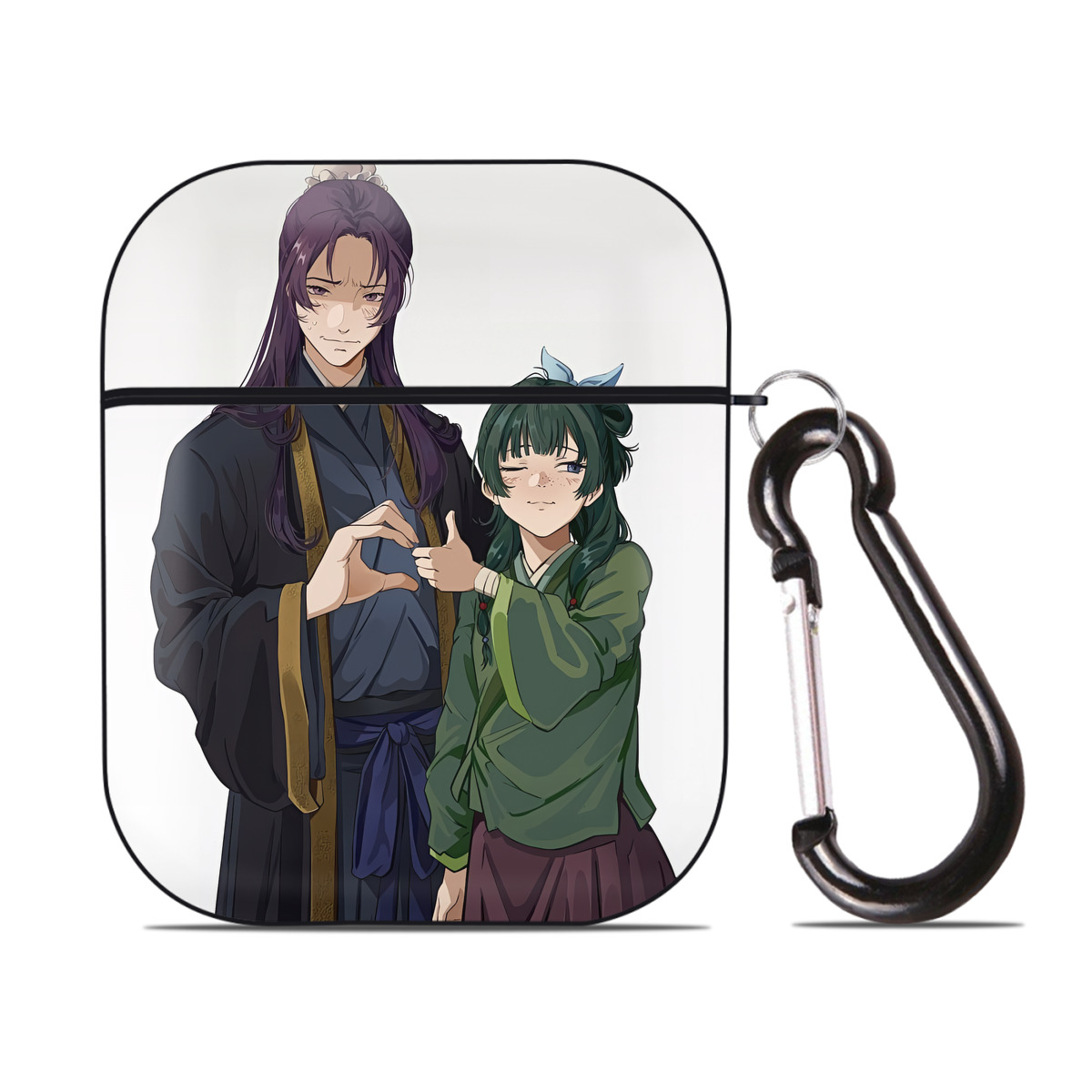 （画像用） 薬屋のひとりごと The Apothecary Diaries AirPods 第2世代保護ケース ハードシェル ブラック 耐衝撃・防指紋・カラビナ付き