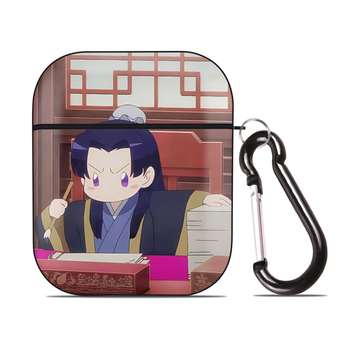（画像用） 薬屋のひとりごと The Apothecary Diaries AirPods 第2世代保護ケース ハードシェル ブラック 耐衝撃・防指紋・カラビナ付き