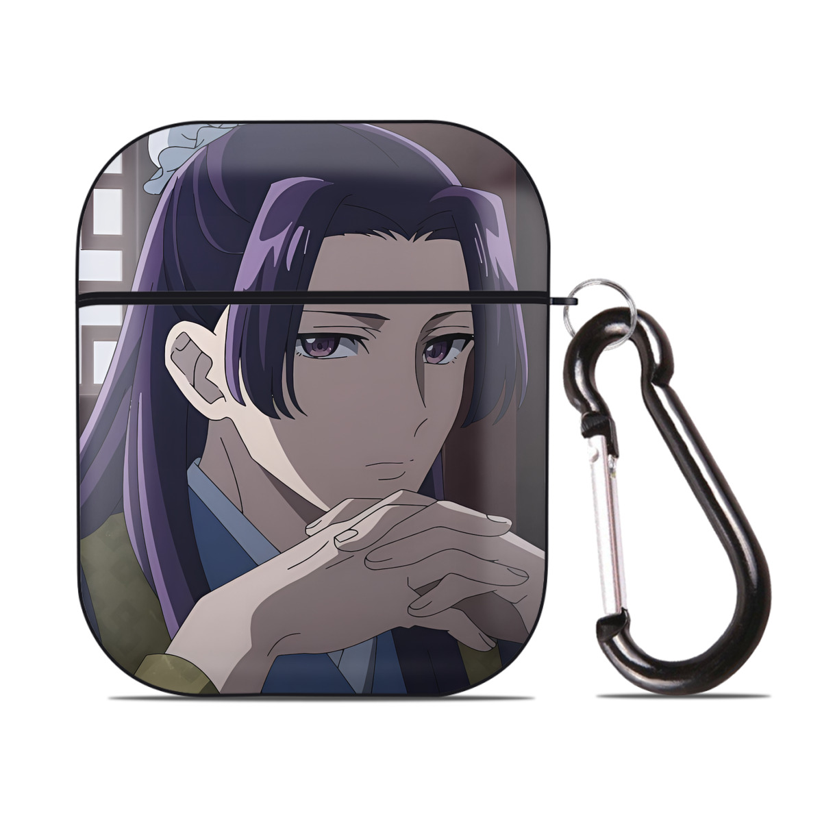 （画像用） 薬屋のひとりごと The Apothecary Diaries AirPods 第2世代保護ケース ハードシェル ブラック 耐衝撃・防指紋・カラビナ付き