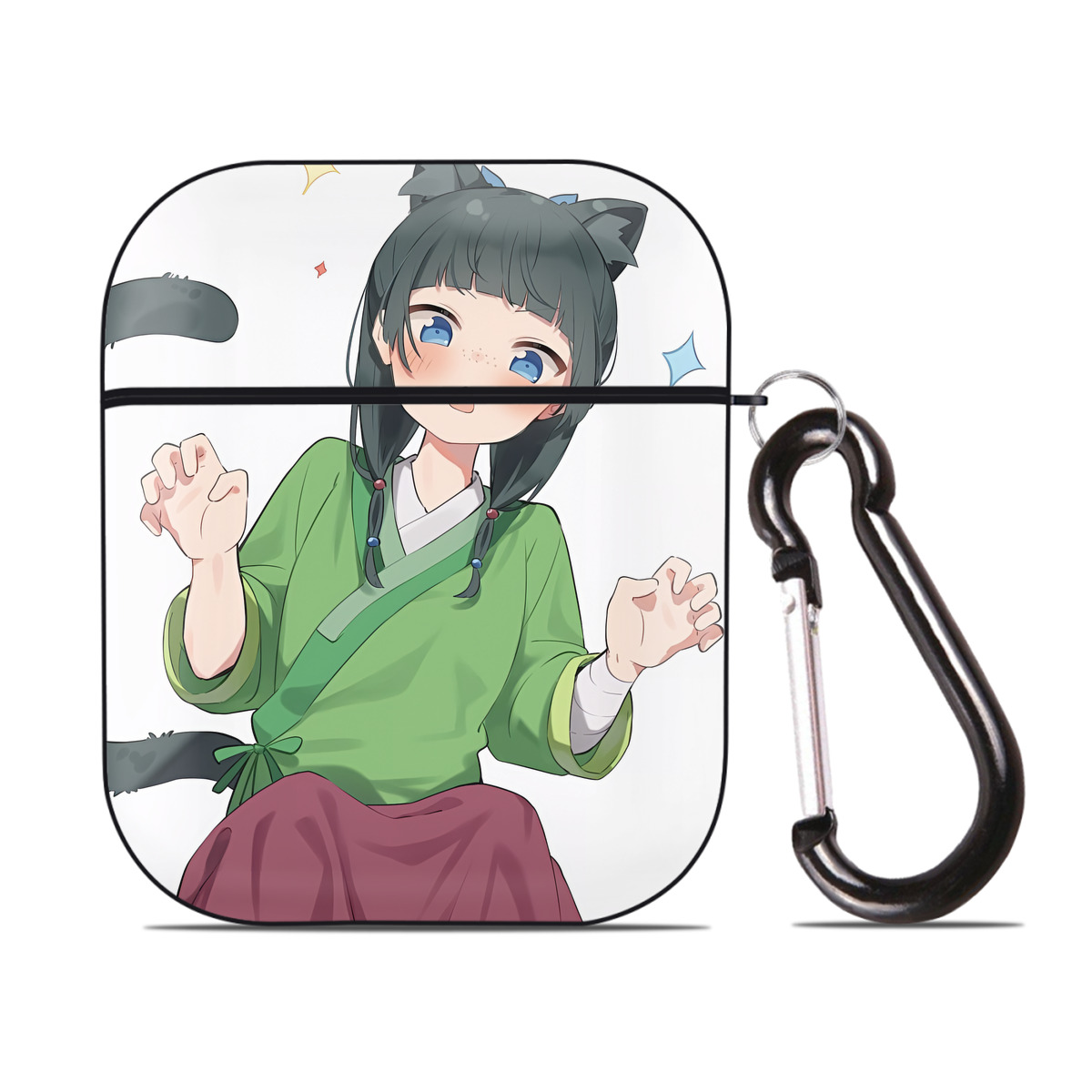 （画像用） 薬屋のひとりごと The Apothecary Diaries AirPods 第2世代保護ケース ハードシェル ブラック 耐衝撃・防指紋・カラビナ付き