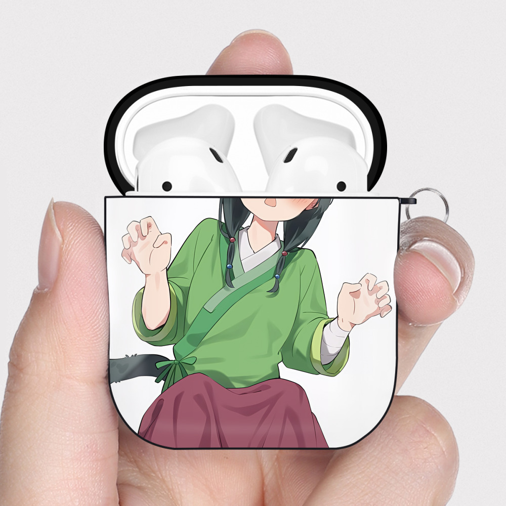 （画像用） 薬屋のひとりごと The Apothecary Diaries AirPods 第2世代保護ケース ハードシェル ブラック 耐衝撃・防指紋・カラビナ付き
