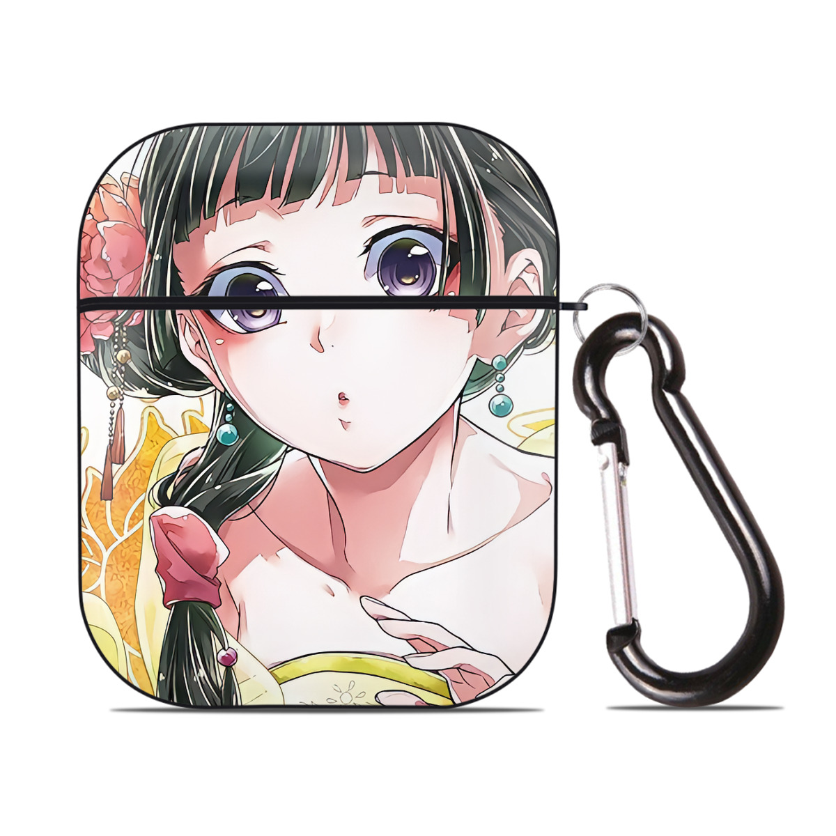 （画像用） 薬屋のひとりごと The Apothecary Diaries AirPods 第2世代保護ケース ハードシェル ブラック 耐衝撃・防指紋・カラビナ付き