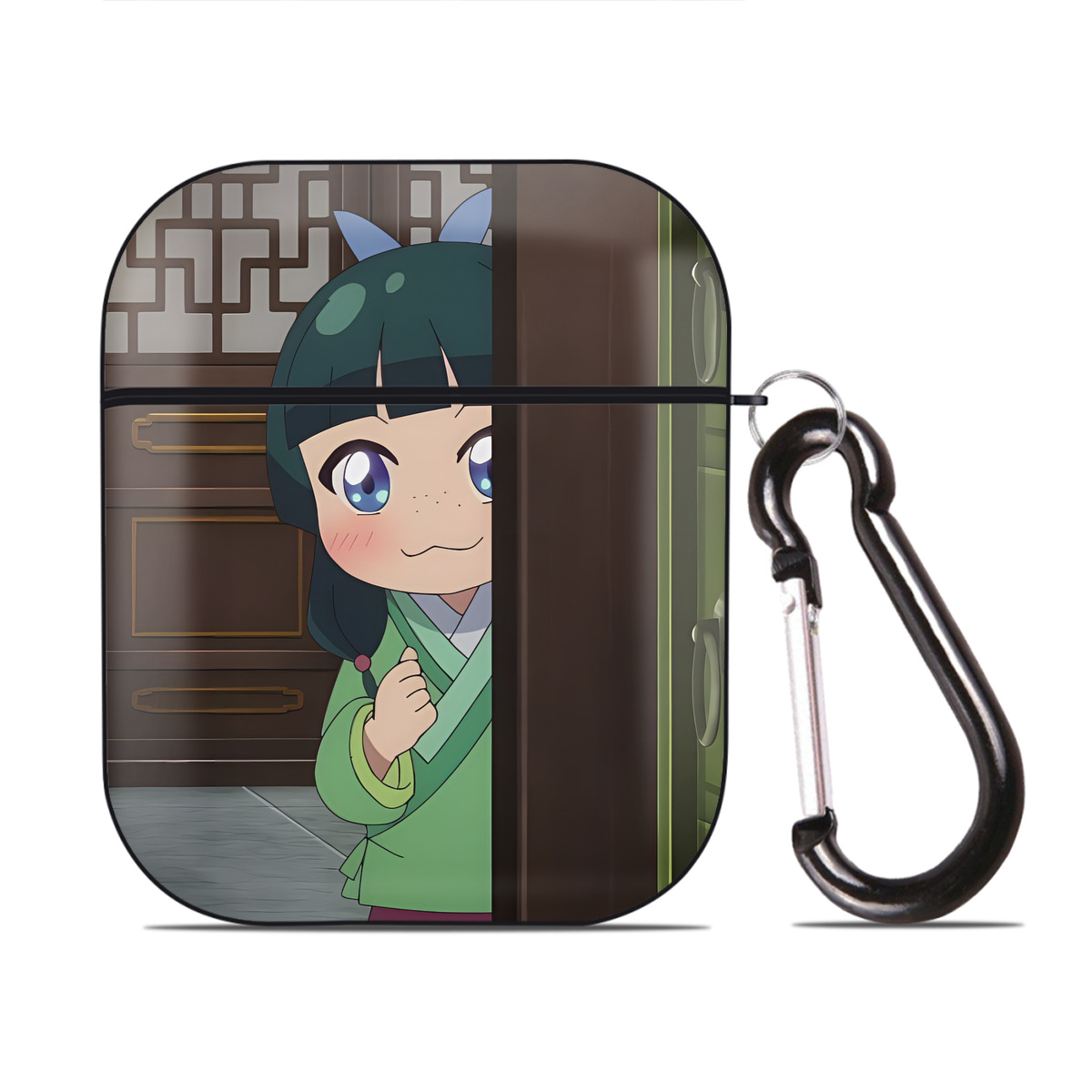 （画像用） 薬屋のひとりごと The Apothecary Diaries AirPods 第2世代保護ケース ハードシェル ブラック 耐衝撃・防指紋・カラビナ付き