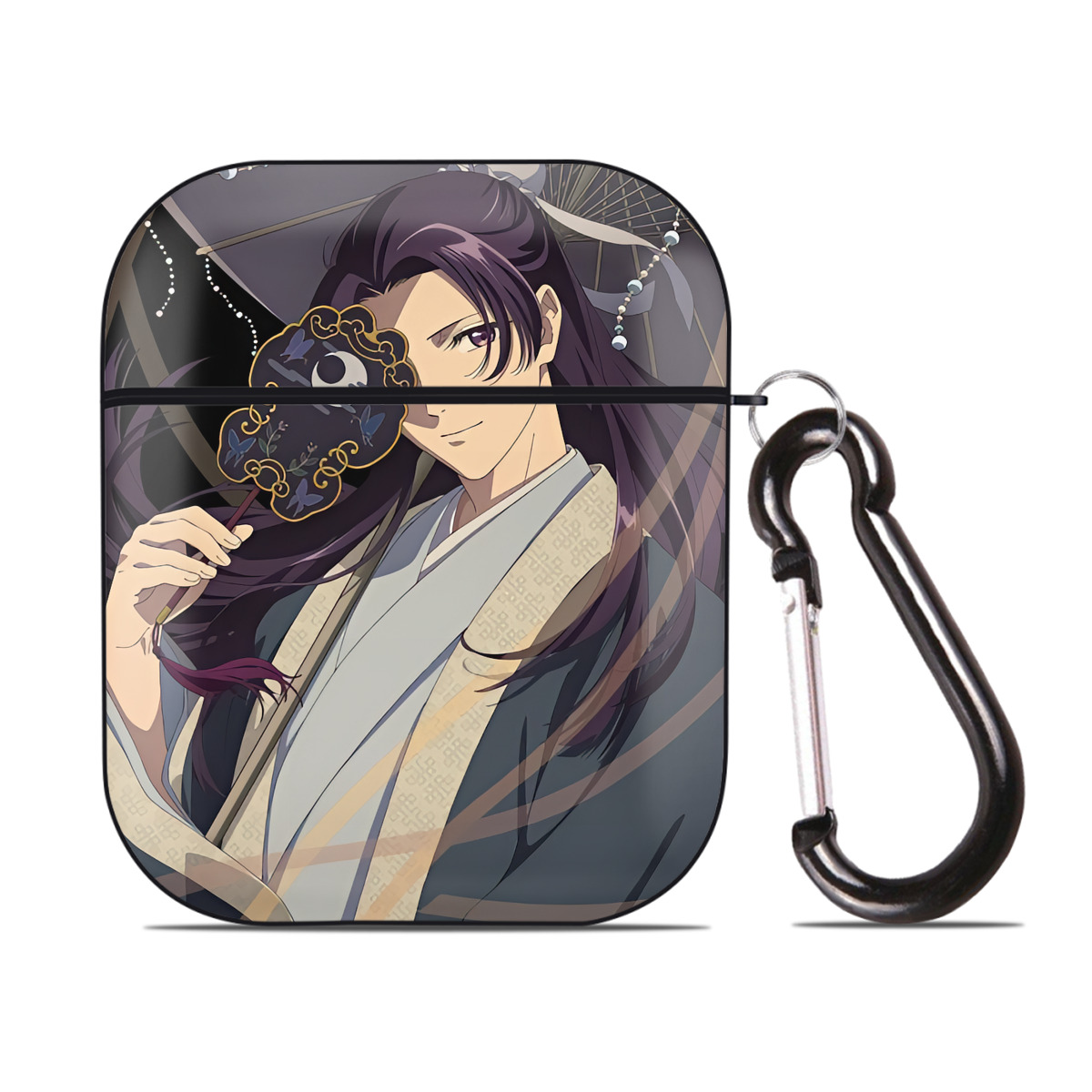 （画像用） 薬屋のひとりごと The Apothecary Diaries AirPods 第2世代保護ケース ハードシェル ブラック 耐衝撃・防指紋・カラビナ付き