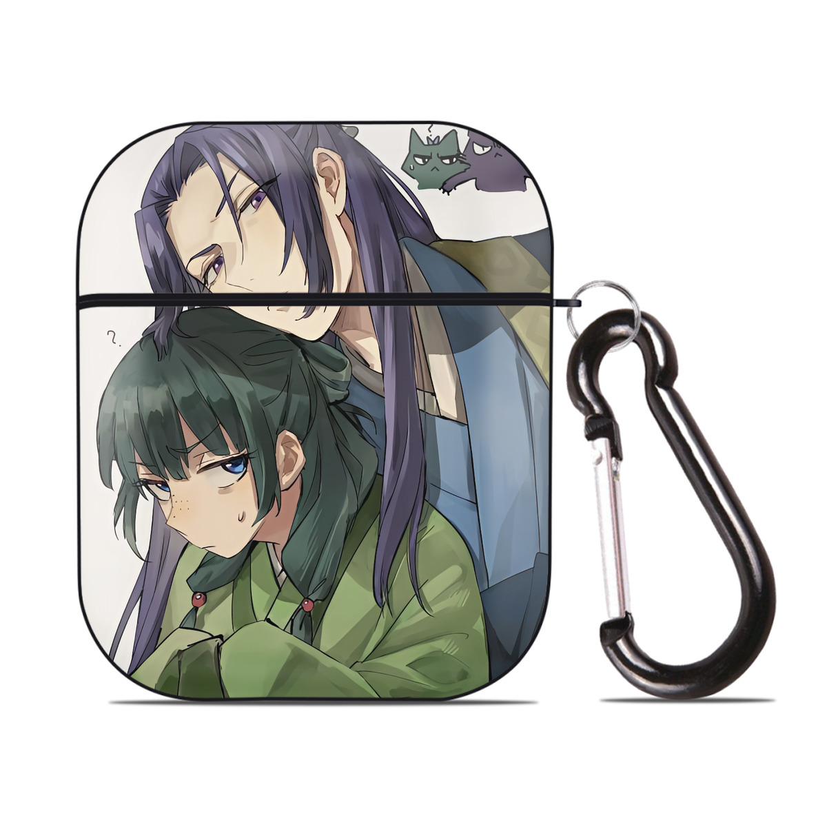 （画像用） 薬屋のひとりごと The Apothecary Diaries AirPods 第2世代保護ケース ハードシェル ブラック 耐衝撃・防指紋・カラビナ付き