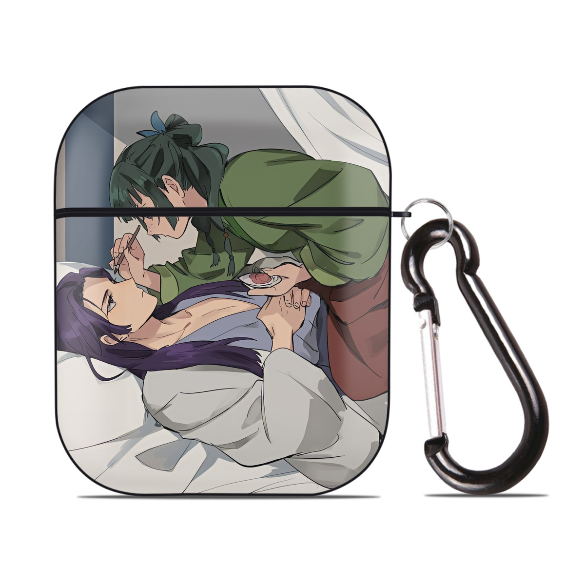 （画像用） 薬屋のひとりごと The Apothecary Diaries AirPods 第2世代保護ケース ハードシェル ブラック 耐衝撃・防指紋・カラビナ付き