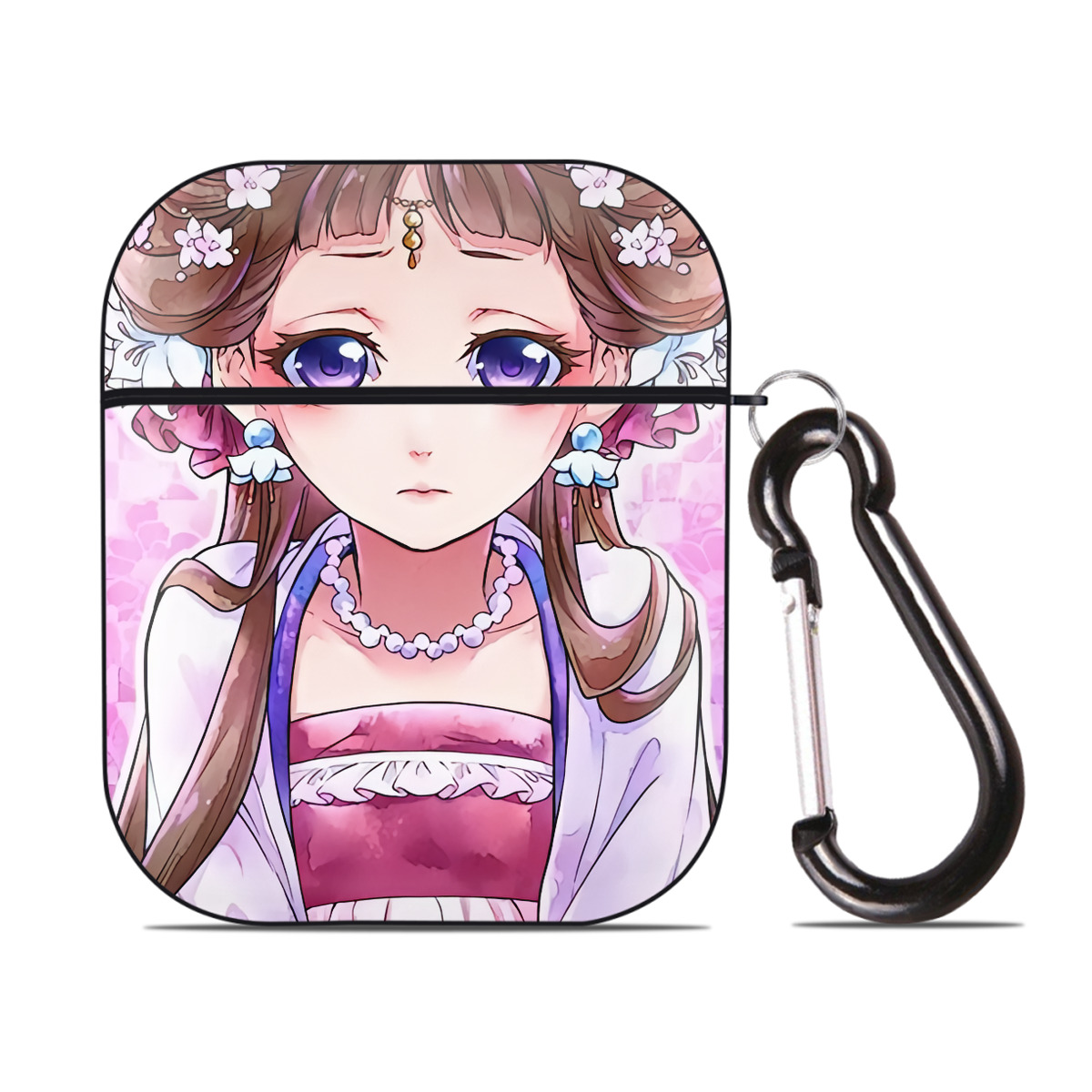 （画像用） 薬屋のひとりごと The Apothecary Diaries AirPods 第2世代保護ケース ハードシェル ブラック 耐衝撃・防指紋・カラビナ付き