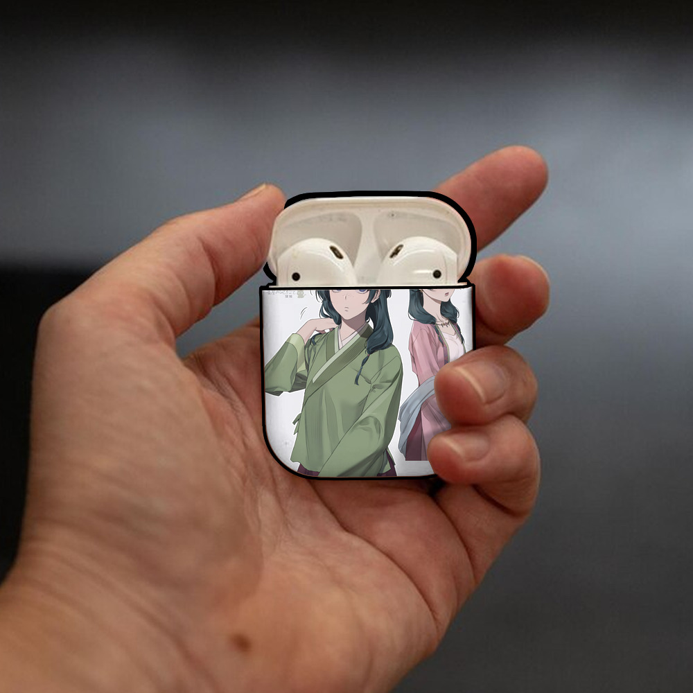 薬屋のひとりごと The Apothecary Diaries AirPods 第2世代保護ケース ハードシェル ブラック 耐衝撃・防指紋・カラビナ付き