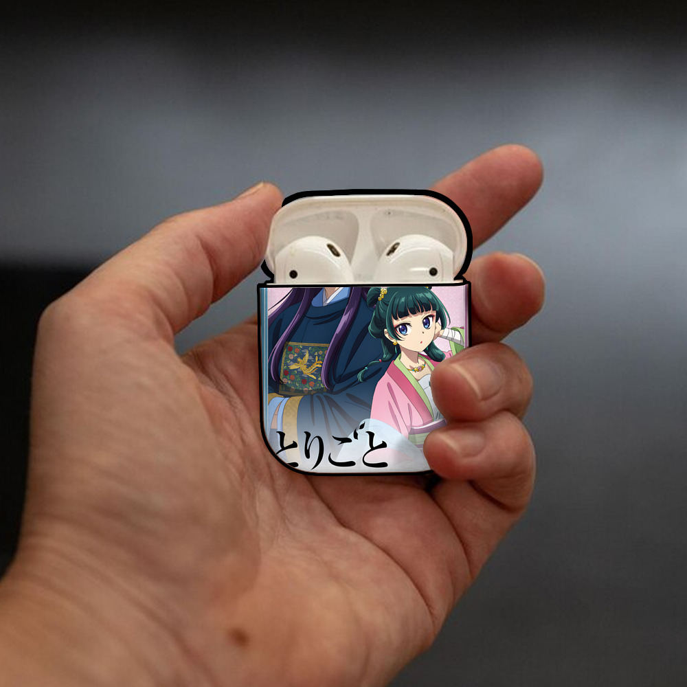 薬屋のひとりごと The Apothecary Diaries AirPods 第2世代保護ケース ハードシェル ブラック 耐衝撃・防指紋・カラビナ付き