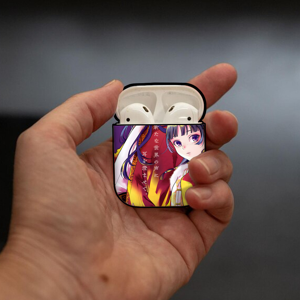 薬屋のひとりごと The Apothecary Diaries AirPods 第2世代保護ケース ハードシェル ブラック 耐衝撃・防指紋・カラビナ付き