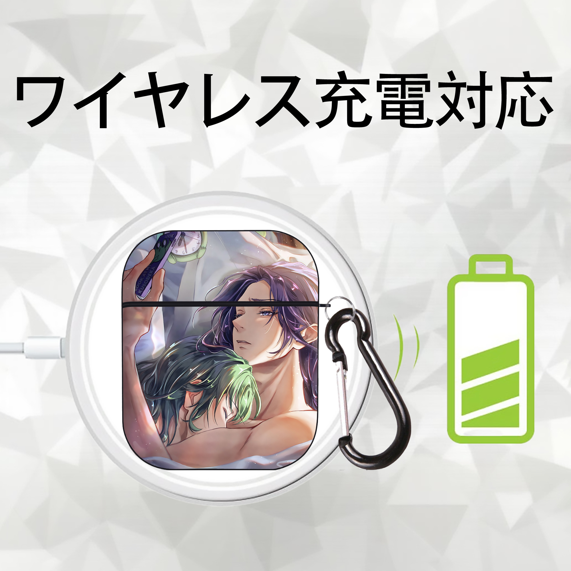 薬屋のひとりごと The Apothecary Diaries AirPods 第2世代保護ケース ハードシェル ブラック 耐衝撃・防指紋・カラビナ付き