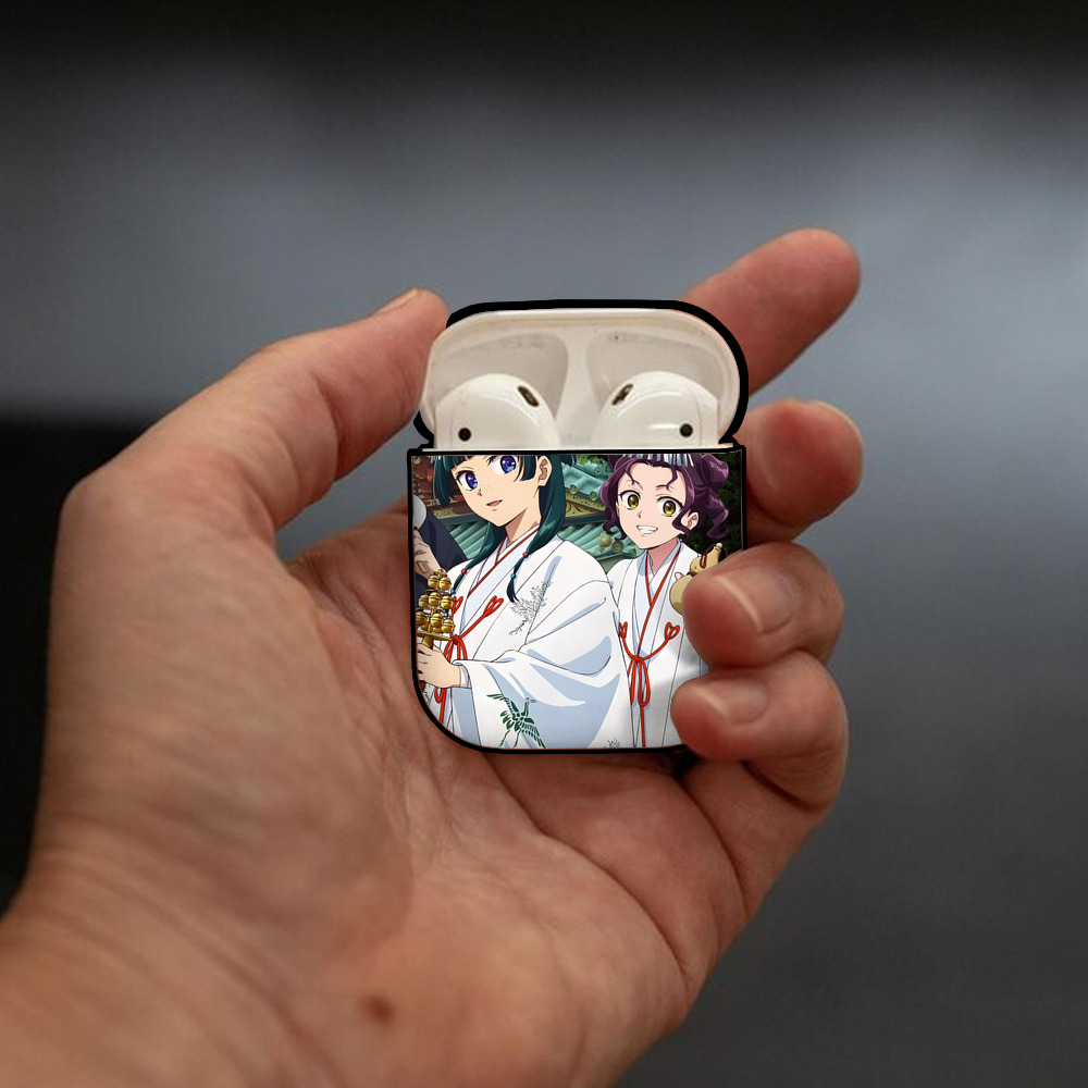 薬屋のひとりごと The Apothecary Diaries AirPods 第2世代保護ケース ハードシェル ブラック 耐衝撃・防指紋・カラビナ付き