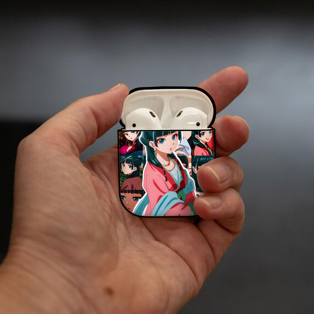 薬屋のひとりごと The Apothecary Diaries AirPods 第2世代保護ケース ハードシェル ブラック 耐衝撃・防指紋・カラビナ付き