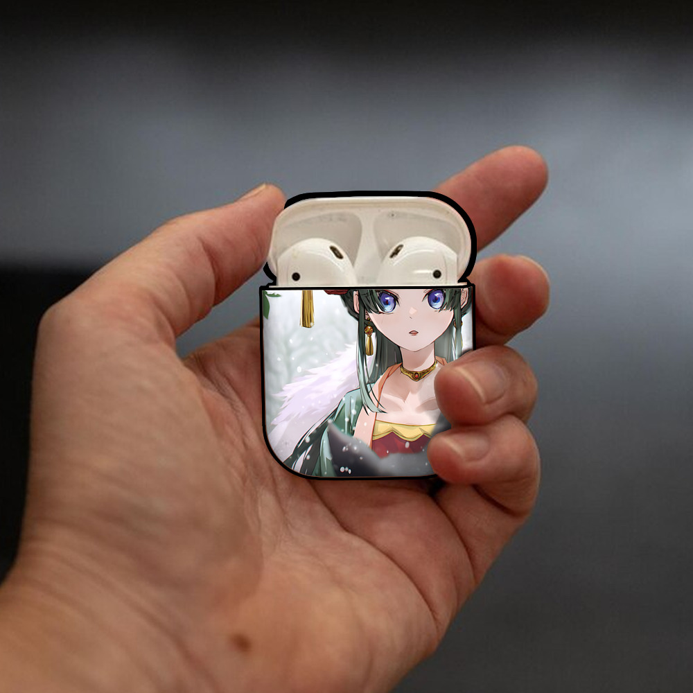 薬屋のひとりごと The Apothecary Diaries AirPods 第2世代保護ケース ハードシェル ブラック 耐衝撃・防指紋・カラビナ付き