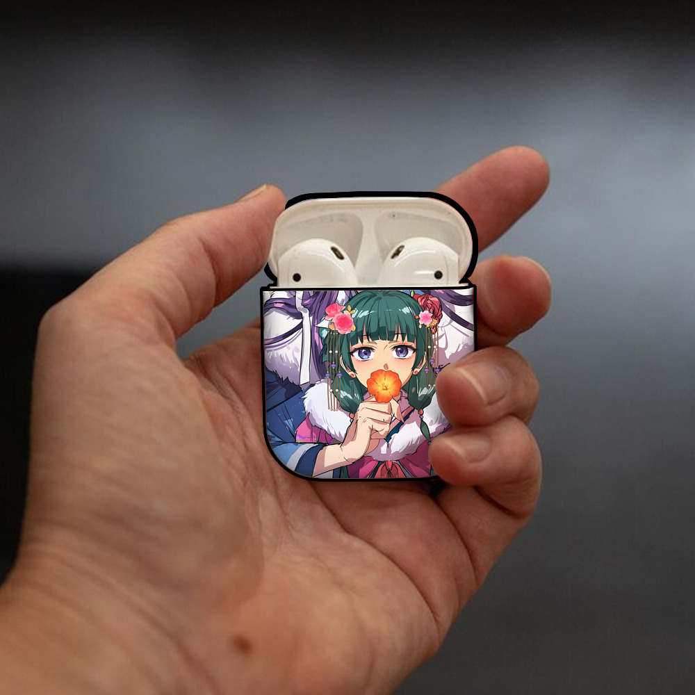 薬屋のひとりごと The Apothecary Diaries AirPods 第2世代保護ケース ハードシェル ブラック 耐衝撃・防指紋・カラビナ付き