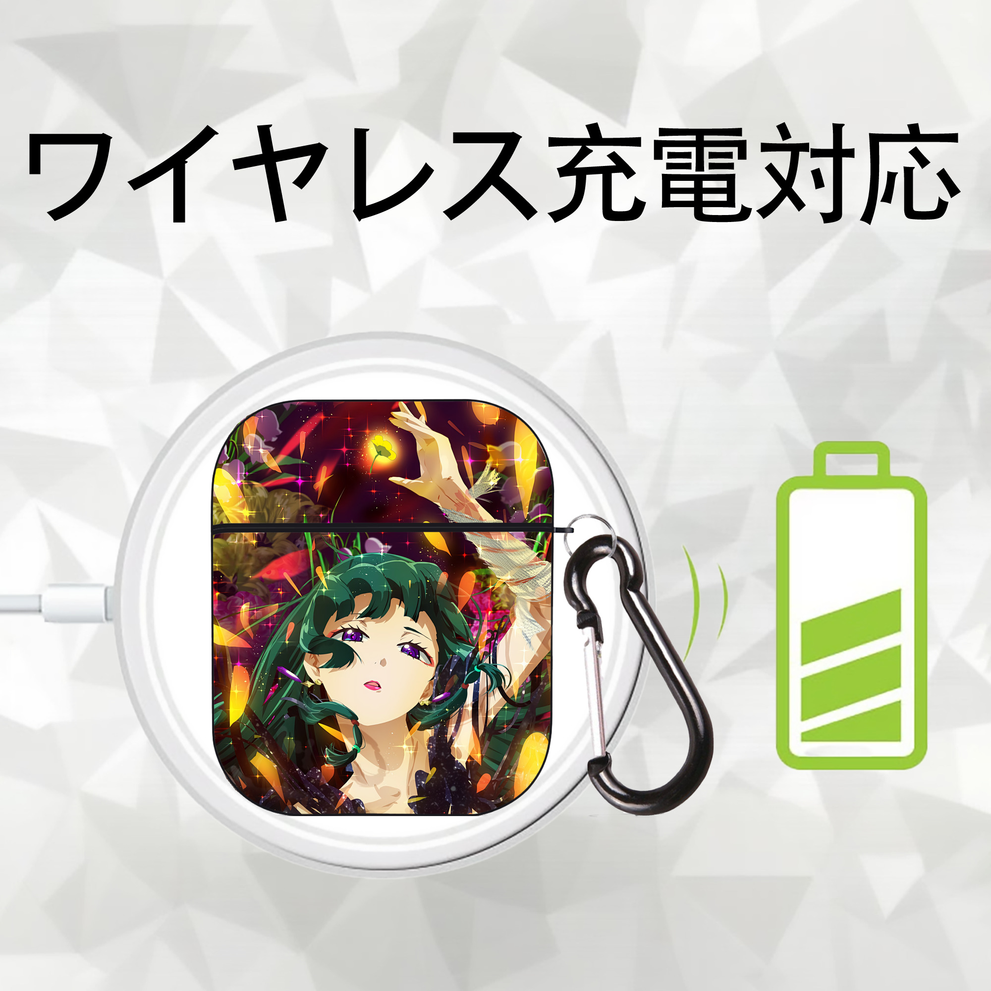 薬屋のひとりごと The Apothecary Diaries AirPods 第2世代保護ケース ハードシェル ブラック 耐衝撃・防指紋・カラビナ付き