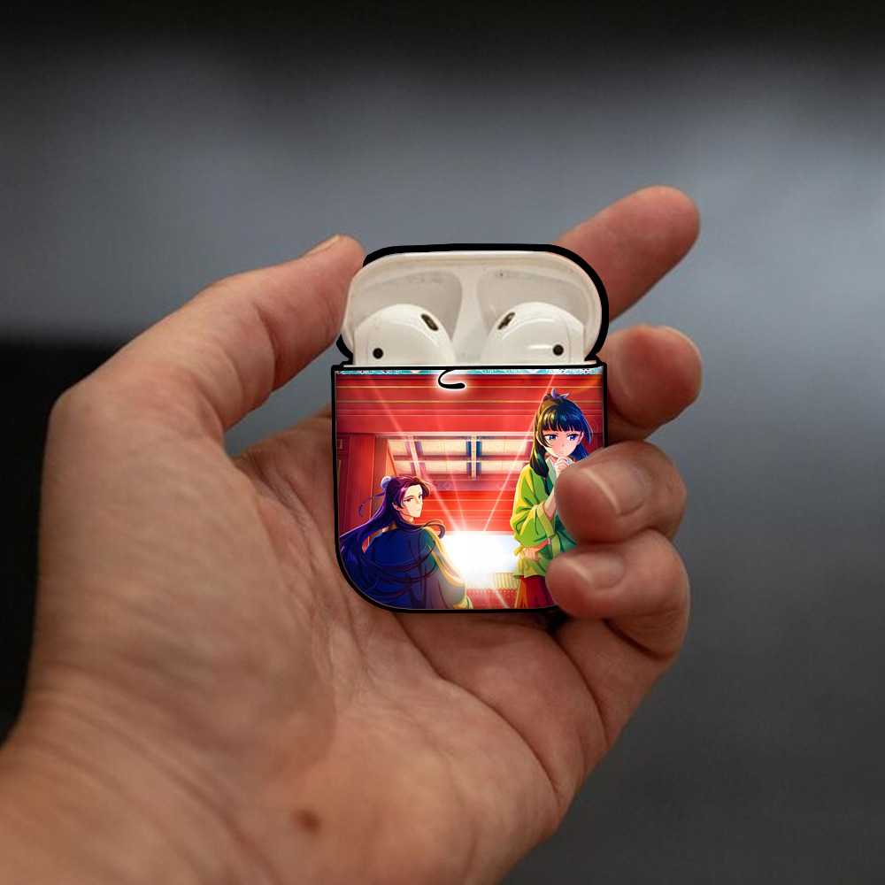 薬屋のひとりごと The Apothecary Diaries AirPods 第2世代保護ケース ハードシェル ブラック 耐衝撃・防指紋・カラビナ付き