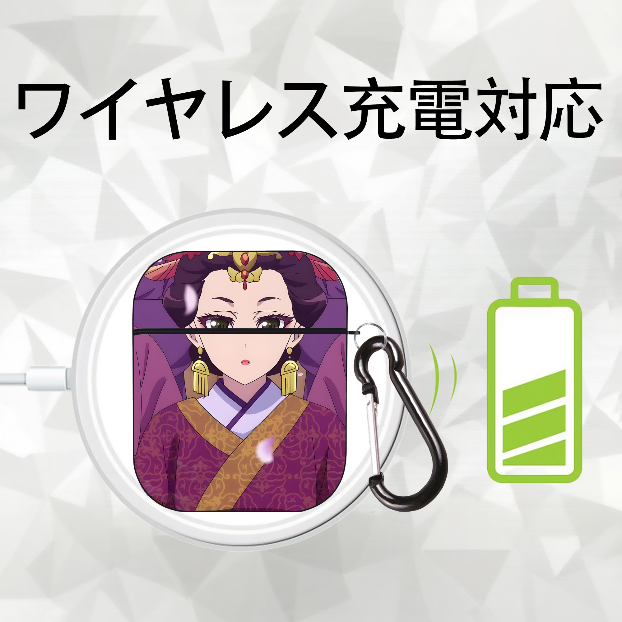 薬屋のひとりごと The Apothecary Diaries AirPods 第2世代保護ケース ハードシェル ブラック 耐衝撃・防指紋・カラビナ付き