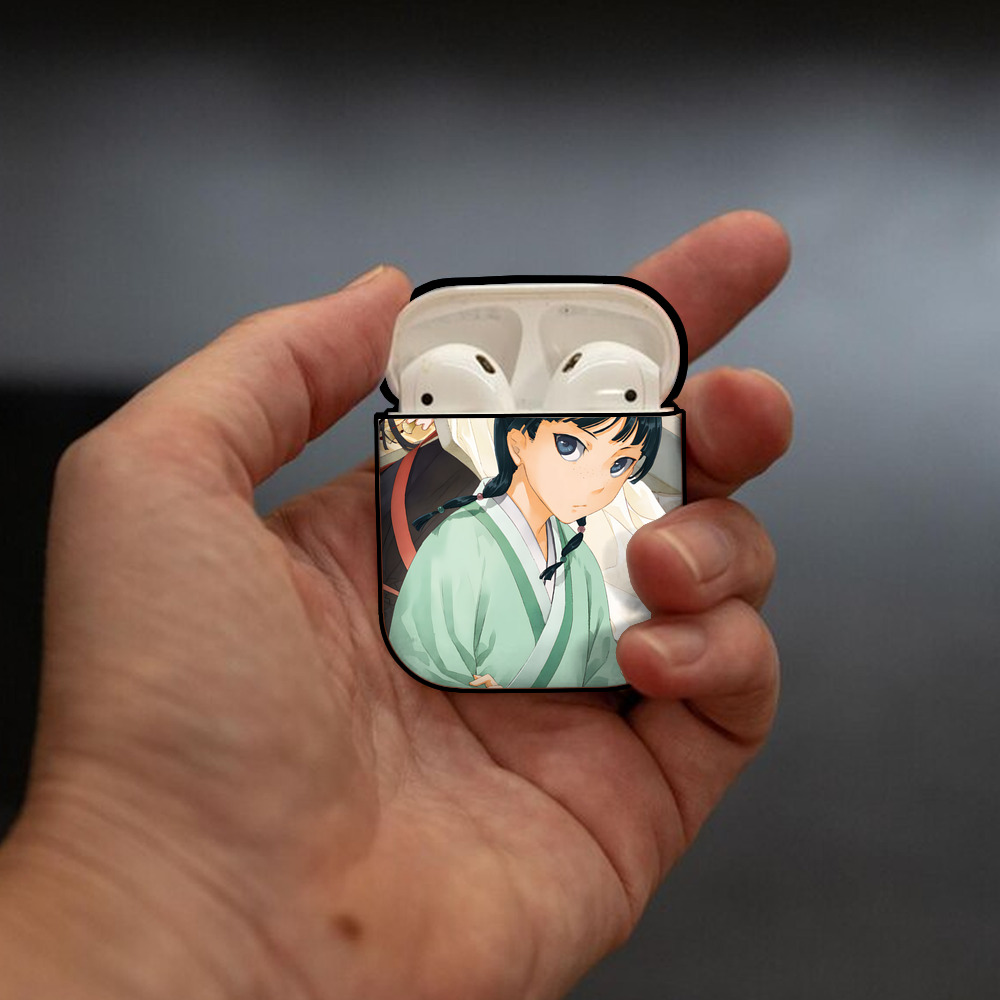 薬屋のひとりごと The Apothecary Diaries AirPods 第2世代保護ケース ハードシェル ブラック 耐衝撃・防指紋・カラビナ付き