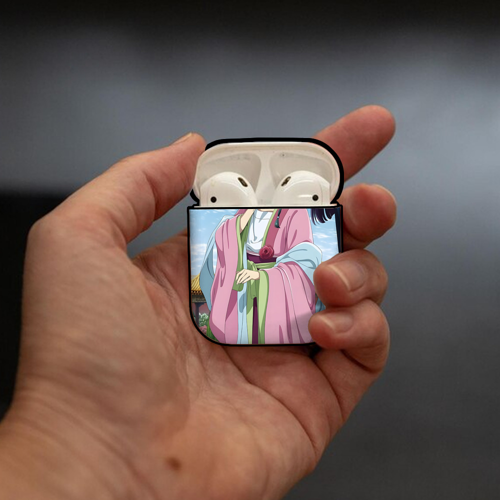 薬屋のひとりごと The Apothecary Diaries AirPods 第2世代保護ケース ハードシェル ブラック 耐衝撃・防指紋・カラビナ付き
