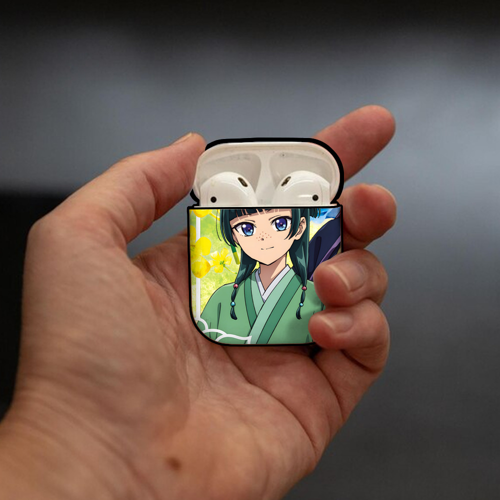 薬屋のひとりごと The Apothecary Diaries AirPods 第2世代保護ケース ハードシェル ブラック 耐衝撃・防指紋・カラビナ付き