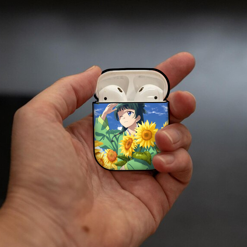 薬屋のひとりごと The Apothecary Diaries AirPods 第2世代保護ケース ハードシェル ブラック 耐衝撃・防指紋・カラビナ付き