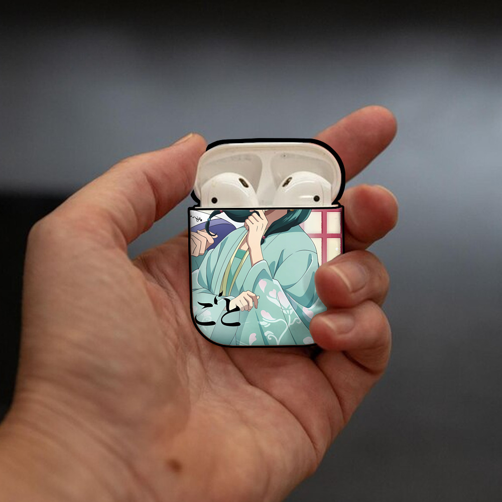 薬屋のひとりごと The Apothecary Diaries AirPods 第2世代保護ケース ハードシェル ブラック 耐衝撃・防指紋・カラビナ付き