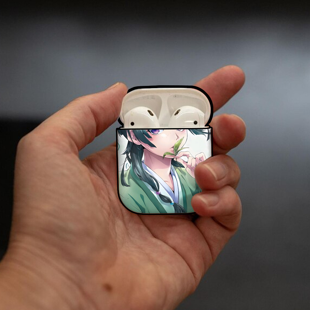 薬屋のひとりごと The Apothecary Diaries AirPods 第2世代保護ケース ハードシェル ブラック 耐衝撃・防指紋・カラビナ付き