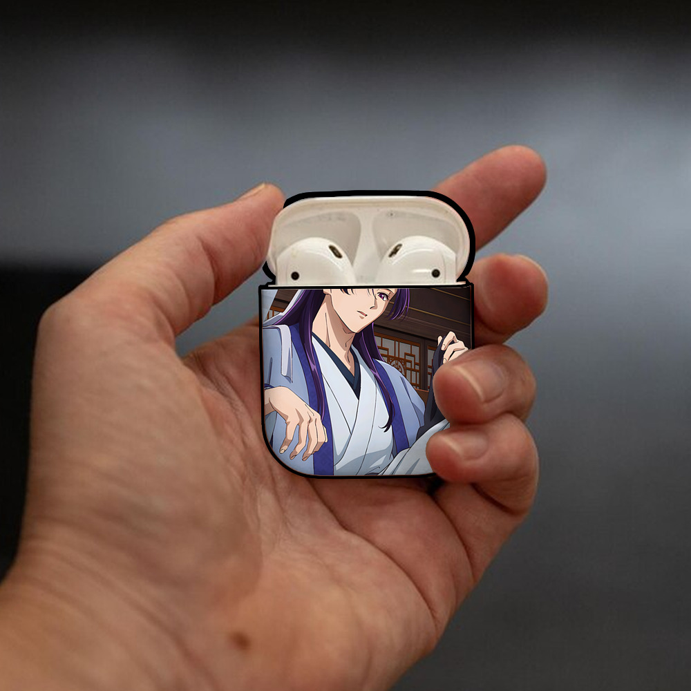 薬屋のひとりごと The Apothecary Diaries AirPods 第2世代保護ケース ハードシェル ブラック 耐衝撃・防指紋・カラビナ付き