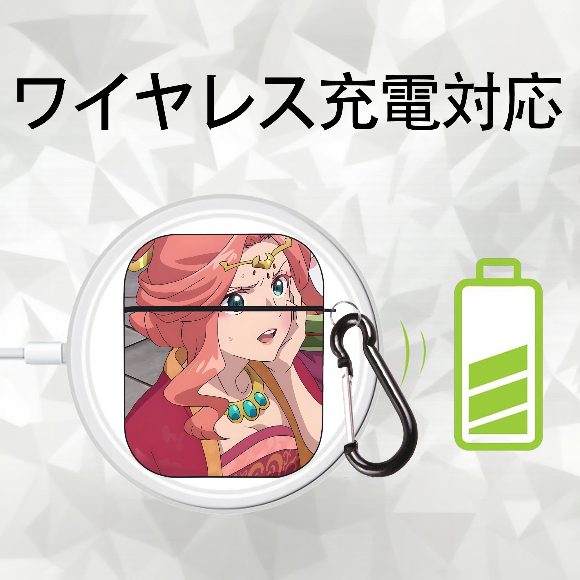 薬屋のひとりごと The Apothecary Diaries AirPods 第2世代保護ケース ハードシェル ブラック 耐衝撃・防指紋・カラビナ付き