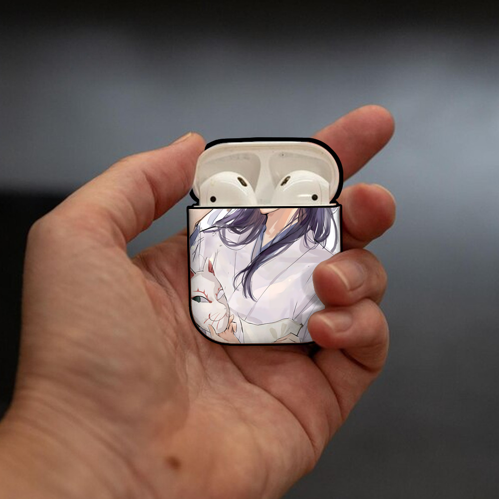 薬屋のひとりごと The Apothecary Diaries AirPods 第2世代保護ケース ハードシェル ブラック 耐衝撃・防指紋・カラビナ付き