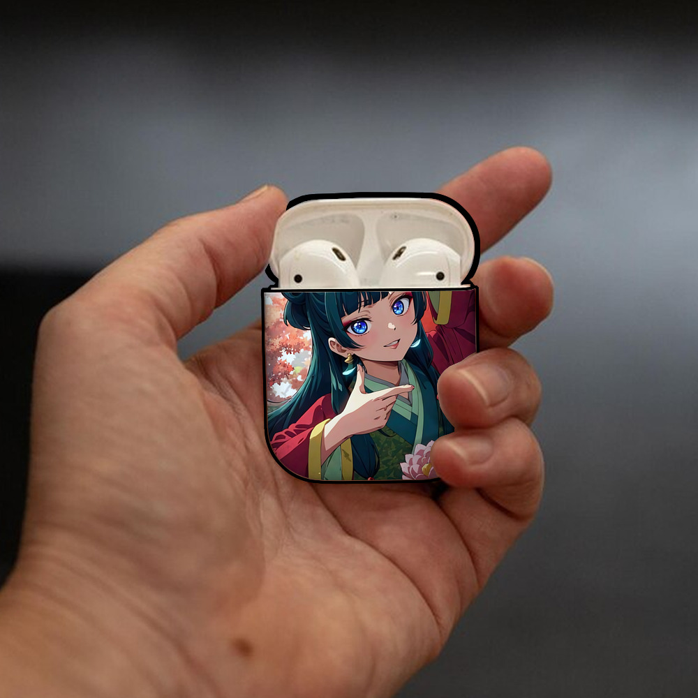 薬屋のひとりごと The Apothecary Diaries AirPods 第2世代保護ケース ハードシェル ブラック 耐衝撃・防指紋・カラビナ付き