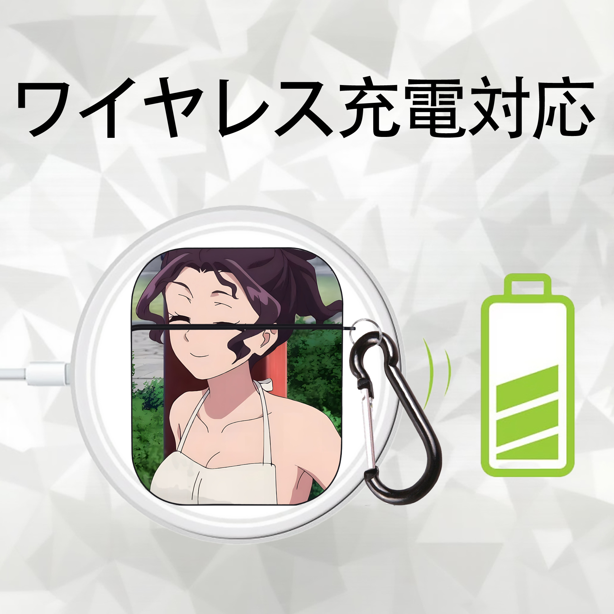 薬屋のひとりごと The Apothecary Diaries AirPods 第2世代保護ケース ハードシェル ブラック 耐衝撃・防指紋・カラビナ付き