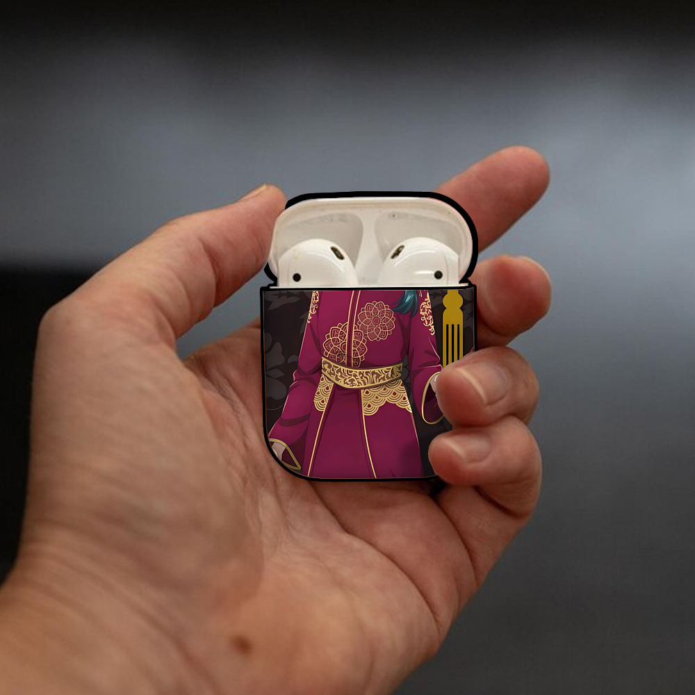 薬屋のひとりごと The Apothecary Diaries AirPods 第2世代保護ケース ハードシェル ブラック 耐衝撃・防指紋・カラビナ付き