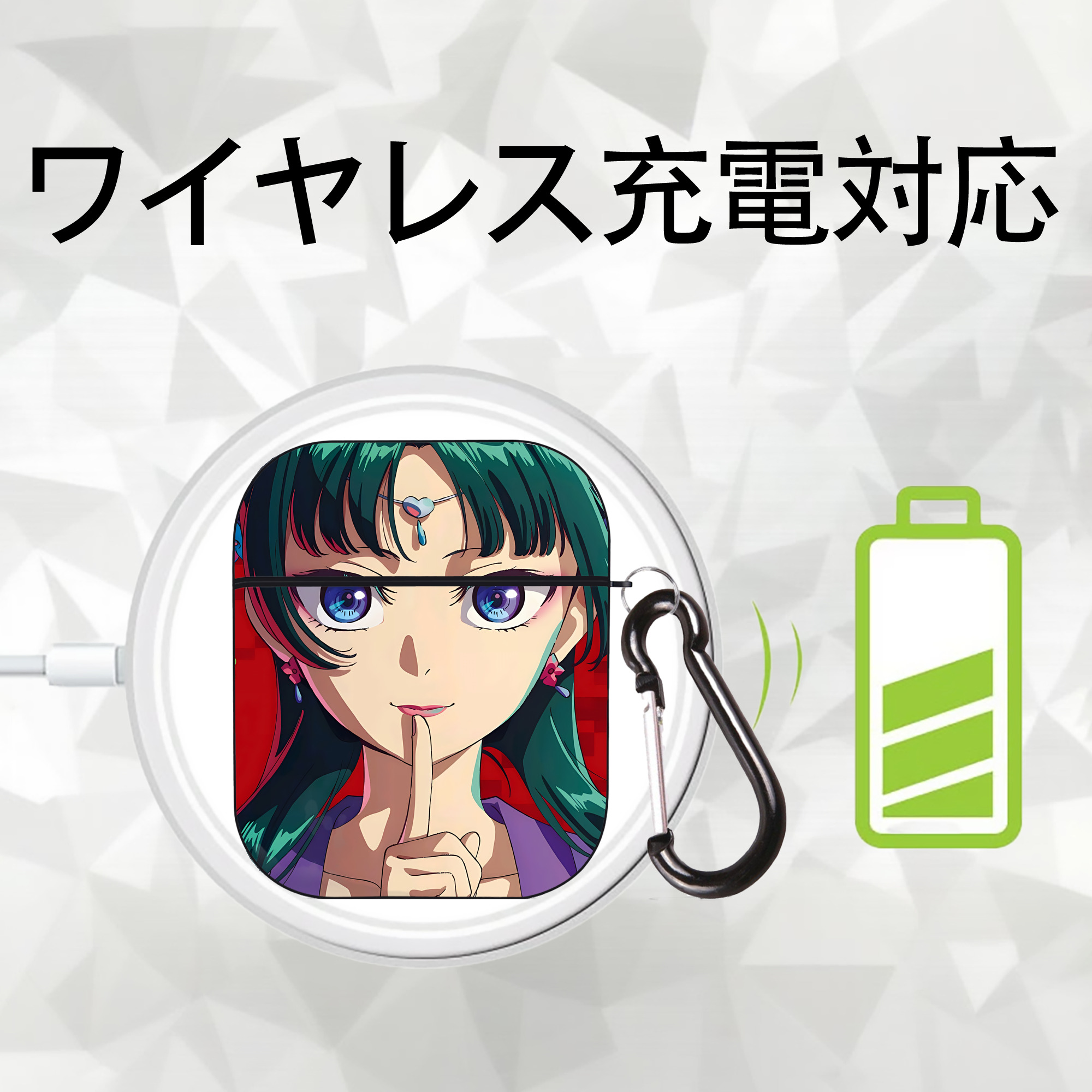 薬屋のひとりごと The Apothecary Diaries AirPods 第2世代保護ケース ハードシェル ブラック 耐衝撃・防指紋・カラビナ付き