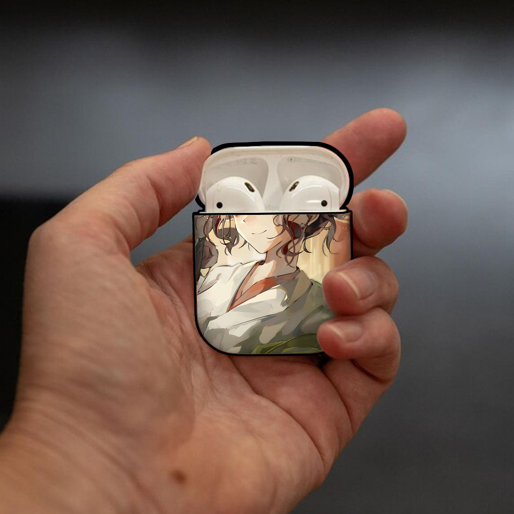 薬屋のひとりごと The Apothecary Diaries AirPods 第2世代保護ケース ハードシェル ブラック 耐衝撃・防指紋・カラビナ付き