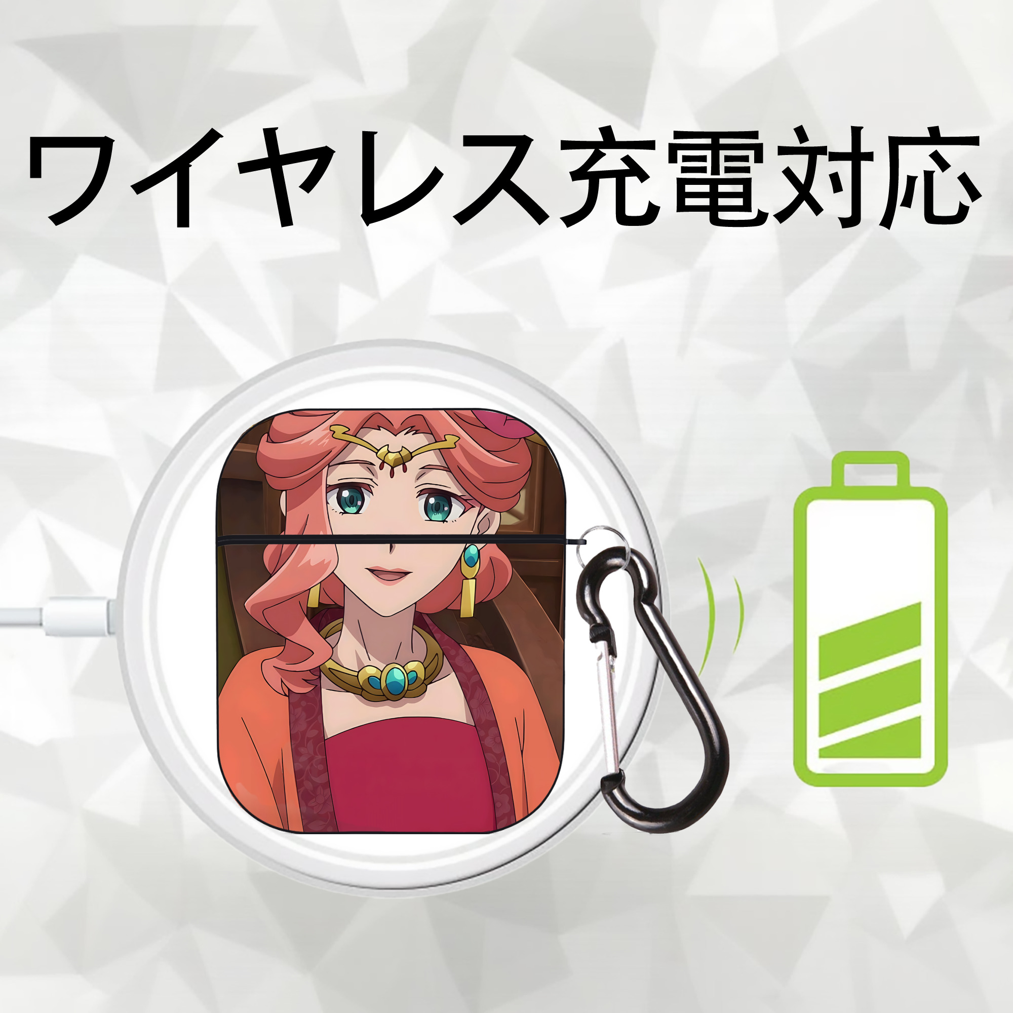 薬屋のひとりごと The Apothecary Diaries AirPods 第2世代保護ケース ハードシェル ブラック 耐衝撃・防指紋・カラビナ付き