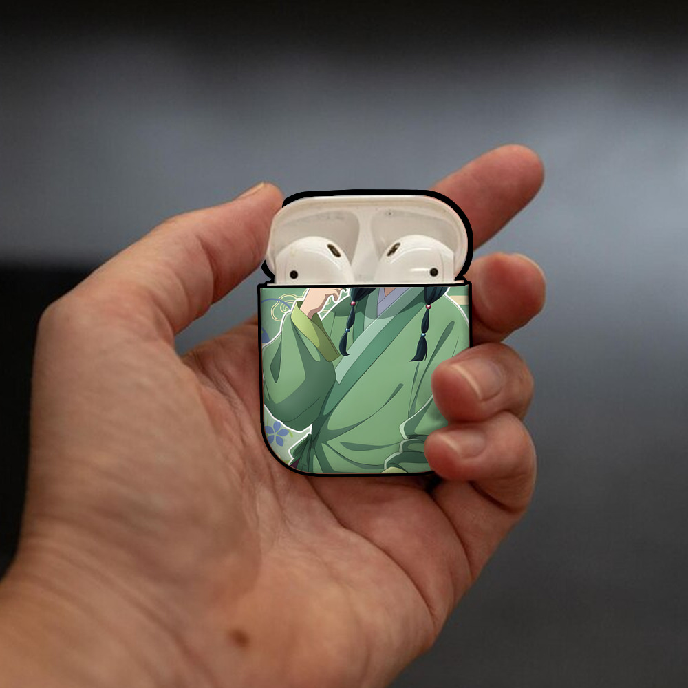 薬屋のひとりごと The Apothecary Diaries AirPods 第2世代保護ケース ハードシェル ブラック 耐衝撃・防指紋・カラビナ付き