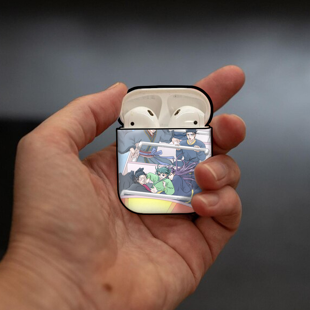 薬屋のひとりごと The Apothecary Diaries AirPods 第2世代保護ケース ハードシェル ブラック 耐衝撃・防指紋・カラビナ付き