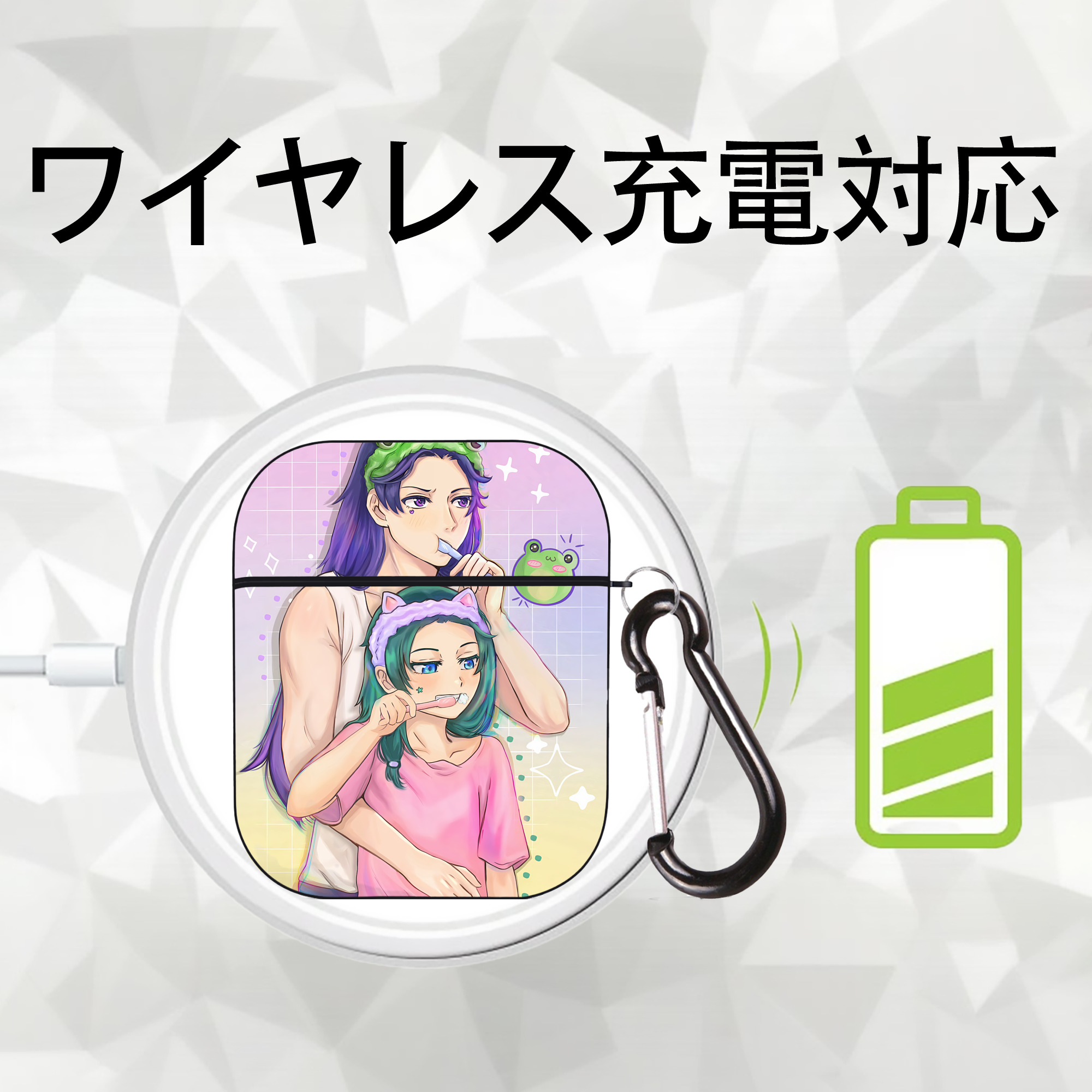 薬屋のひとりごと The Apothecary Diaries AirPods 第2世代保護ケース ハードシェル ブラック 耐衝撃・防指紋・カラビナ付き