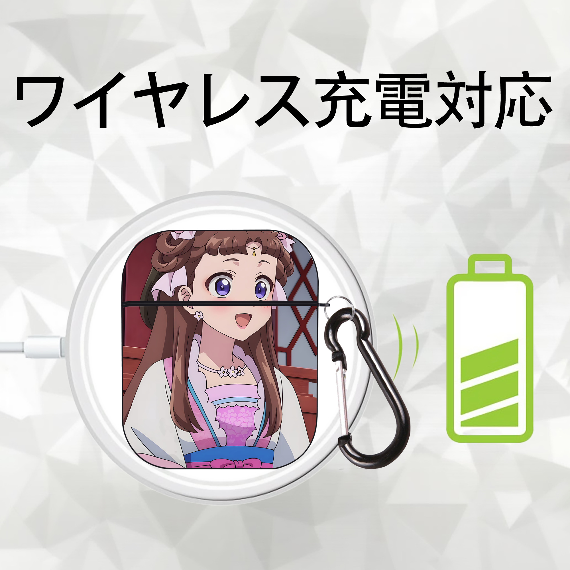 薬屋のひとりごと The Apothecary Diaries AirPods 第2世代保護ケース ハードシェル ブラック 耐衝撃・防指紋・カラビナ付き