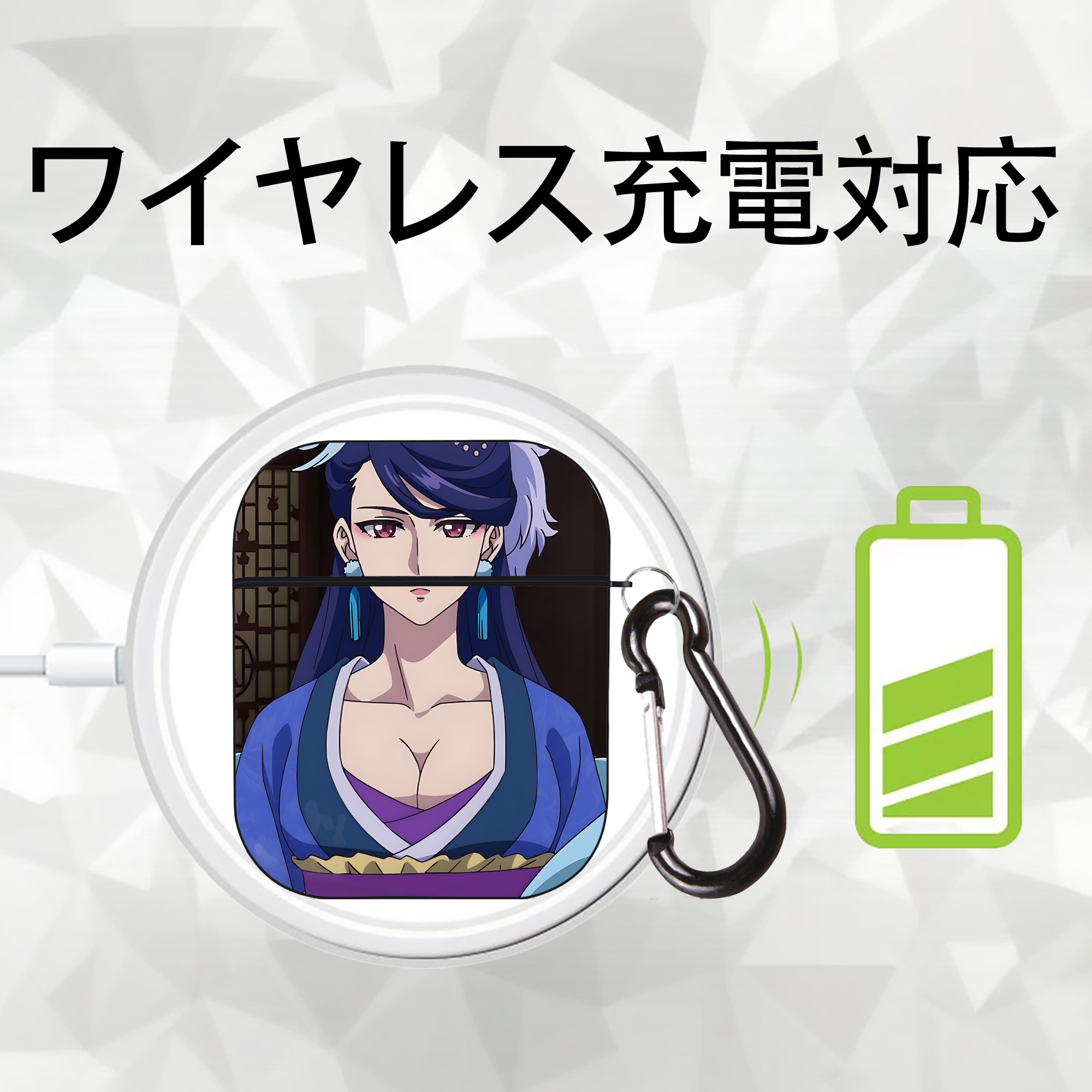 薬屋のひとりごと The Apothecary Diaries AirPods 第2世代保護ケース ハードシェル ブラック 耐衝撃・防指紋・カラビナ付き