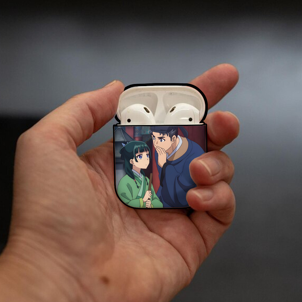 薬屋のひとりごと The Apothecary Diaries AirPods 第2世代保護ケース ハードシェル ブラック 耐衝撃・防指紋・カラビナ付き
