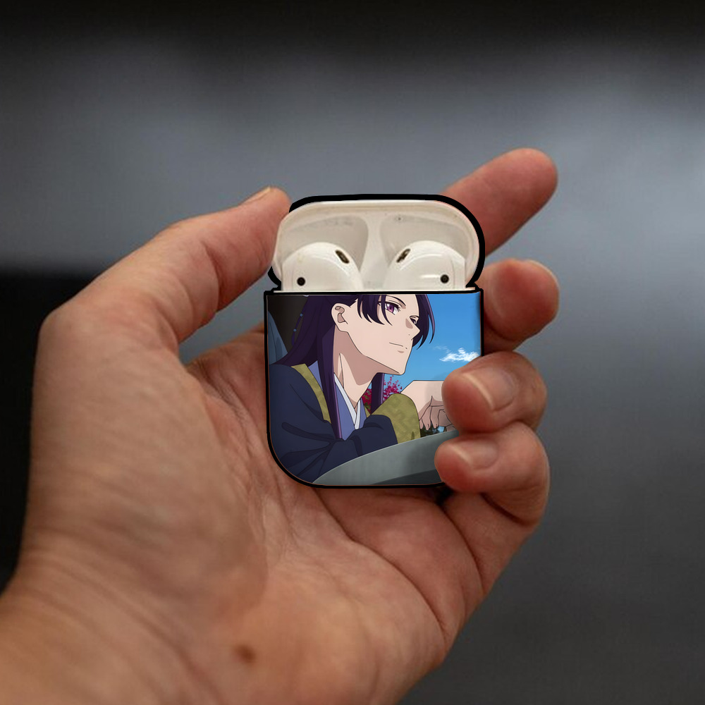 薬屋のひとりごと The Apothecary Diaries AirPods 第2世代保護ケース ハードシェル ブラック 耐衝撃・防指紋・カラビナ付き