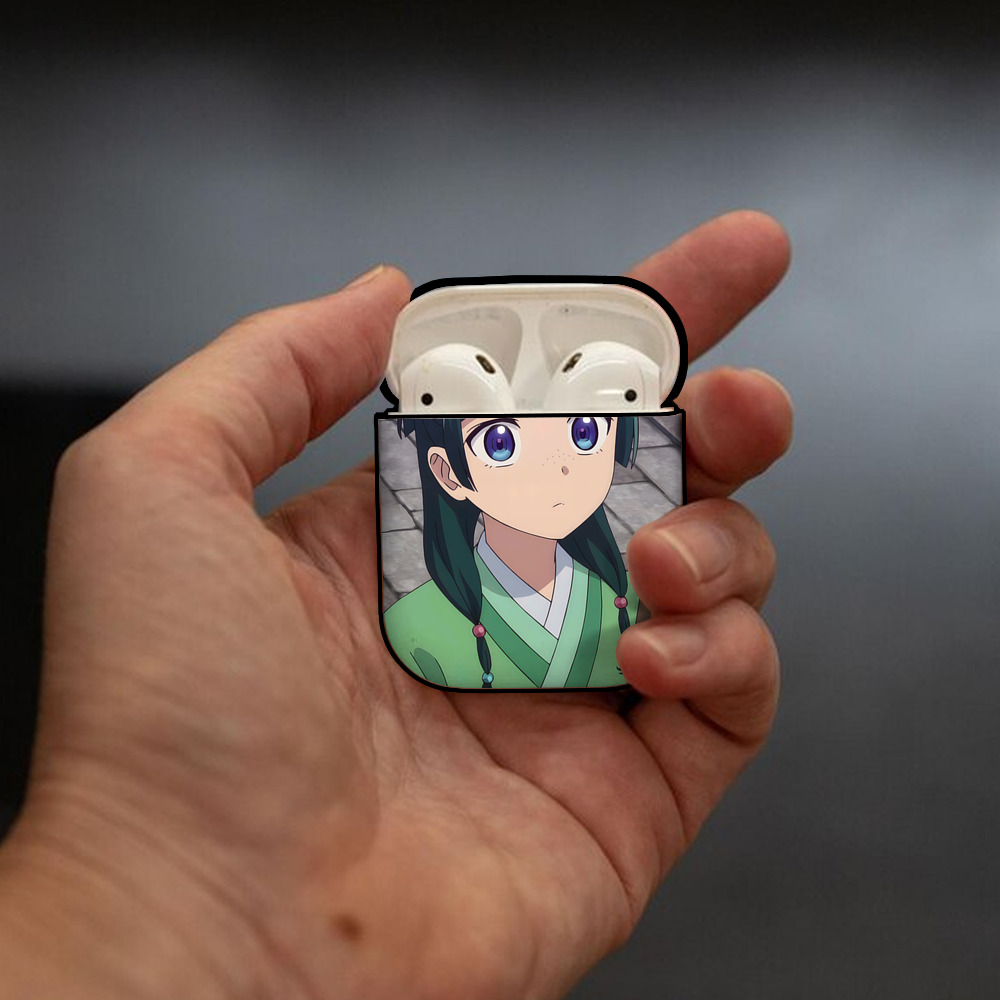 薬屋のひとりごと The Apothecary Diaries AirPods 第2世代保護ケース ハードシェル ブラック 耐衝撃・防指紋・カラビナ付き