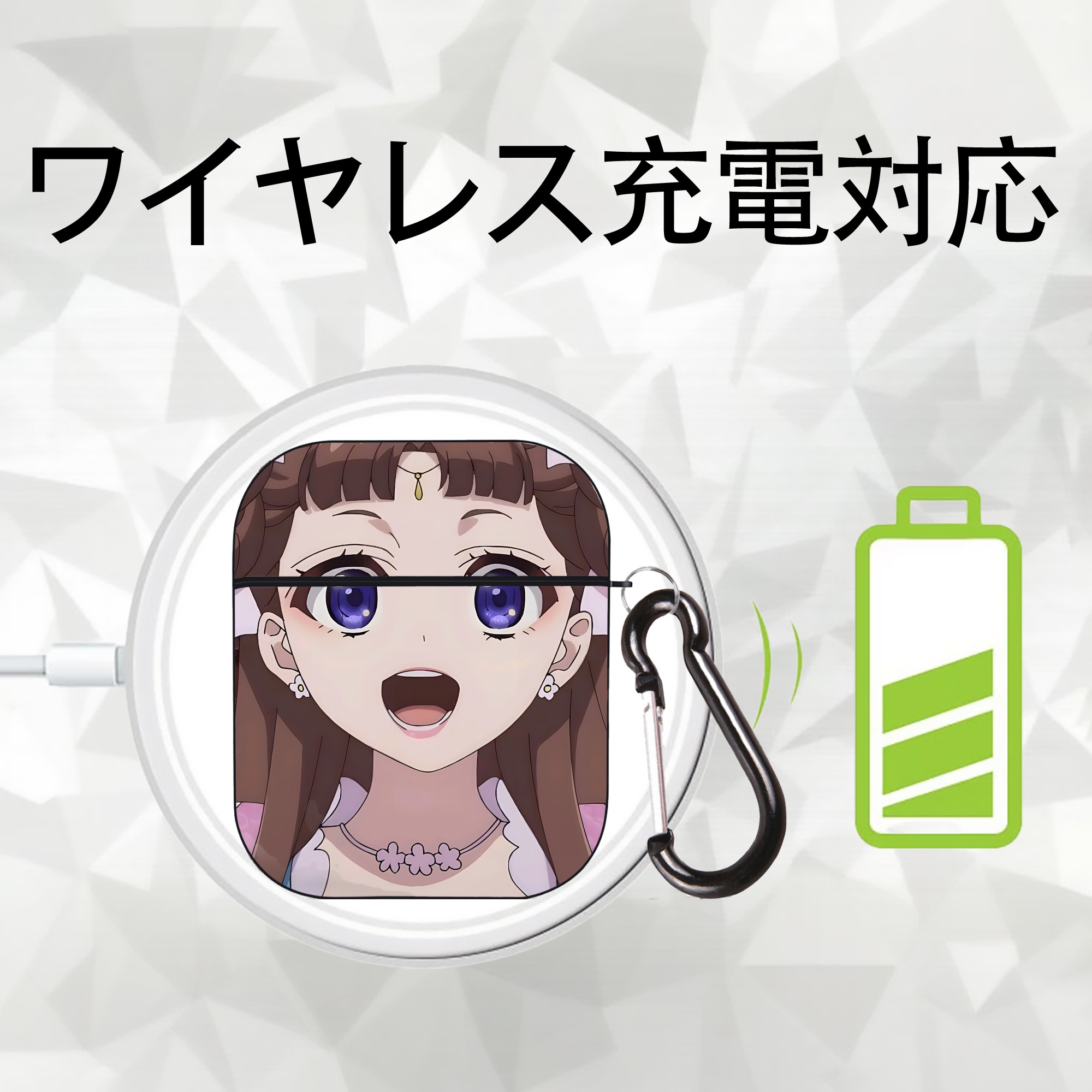 薬屋のひとりごと The Apothecary Diaries AirPods 第2世代保護ケース ハードシェル ブラック 耐衝撃・防指紋・カラビナ付き