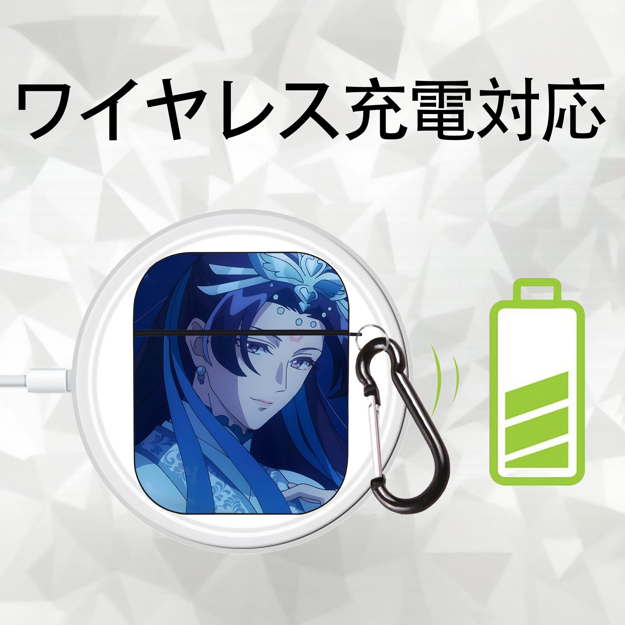 薬屋のひとりごと The Apothecary Diaries AirPods 第2世代保護ケース ハードシェル ブラック 耐衝撃・防指紋・カラビナ付き