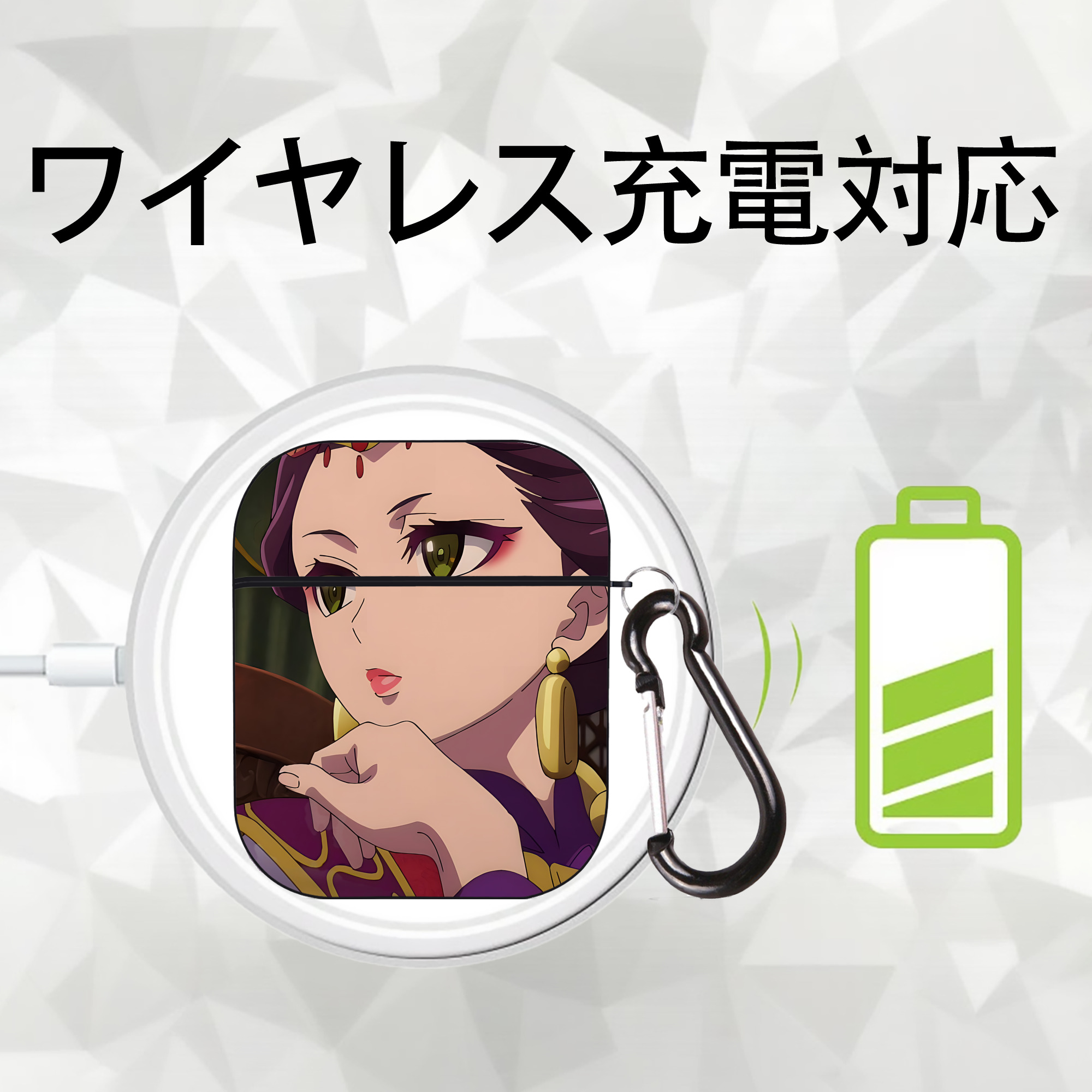 薬屋のひとりごと The Apothecary Diaries AirPods 第2世代保護ケース ハードシェル ブラック 耐衝撃・防指紋・カラビナ付き